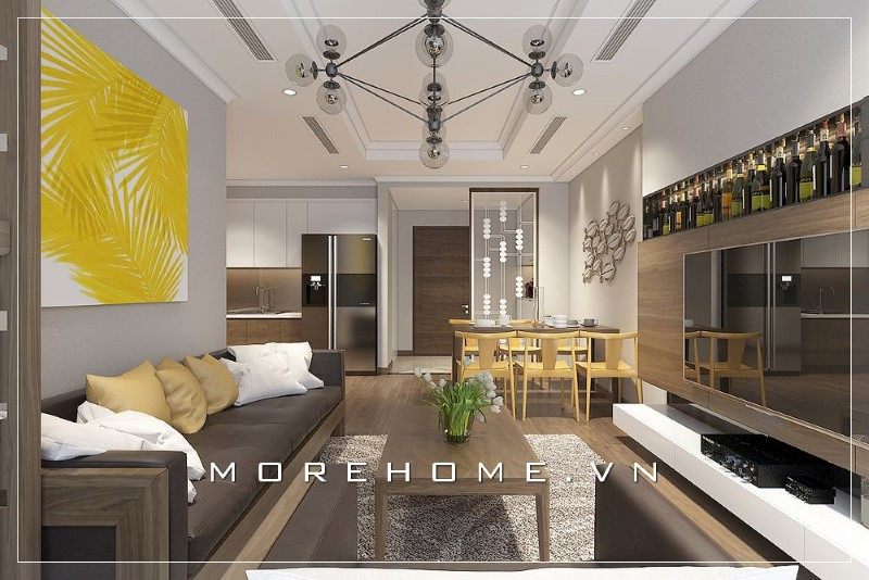 Mẫu thiết kế phòng khách của chung cư hiện đại mang lại sự ấn tượng và độc đáo cho không gian, góp phần làm cho nó trở nên đẹp và tiện nghi hơn.